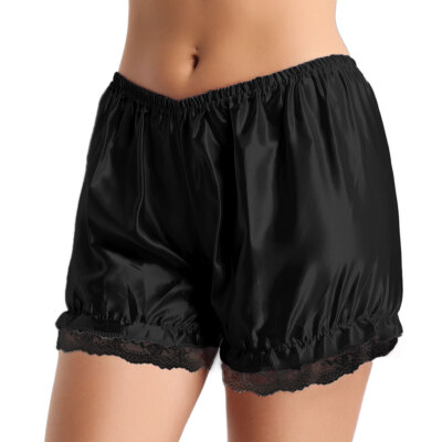 Women Satin Maid Ruffle Shorts Lace Pumpkin Pants Bloomers Shorts