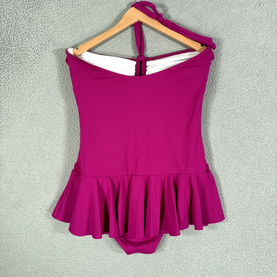 Chaps 泳衣女式 18 粉色游泳连衣裙连体无线 1 件泳衣 — 第 2/4 张图片