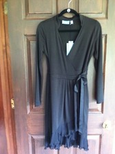 NEW NWT SIMPLY VERA VERA WANG BLACK JERSEY KNIT WRAP DRESS XS