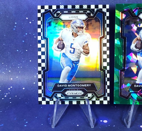 2023 Panini Prizm David Montgomery Scatole in bianco e nero e Leoni ghiaccio verde SP - Foto 3 di 15