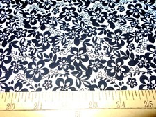 34" Black Flowers on White Fabric
