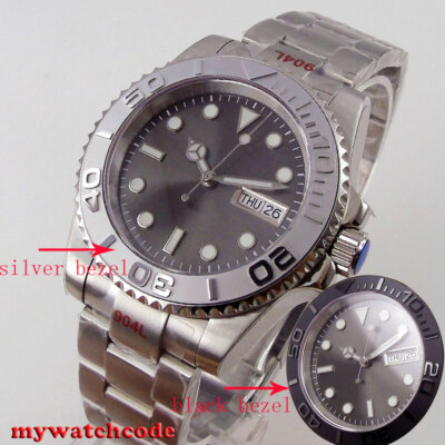 40mm BLIGER Gray Dial Ceramic Bezel NH36A Automatic Mens Watch Sapphire Glass