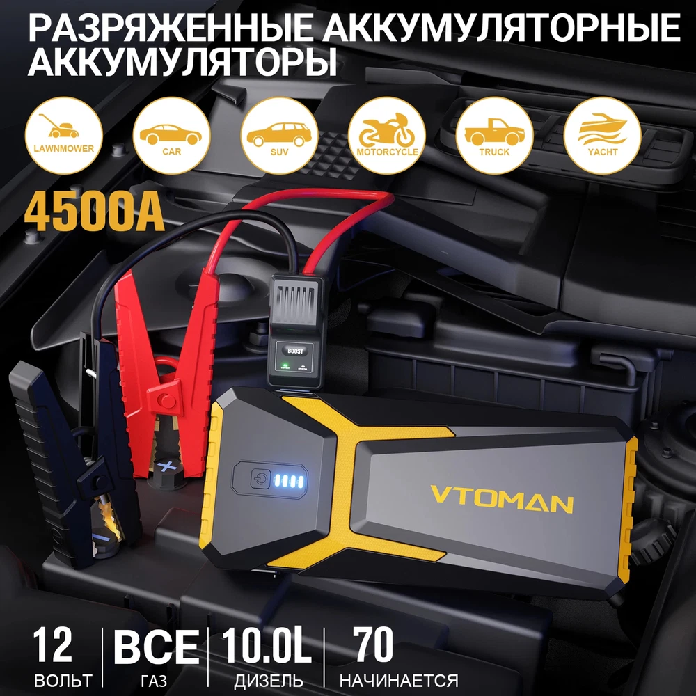 Power Bank 20000mAh Jump Starter Portable Charger Booster 4500A Battery Starter