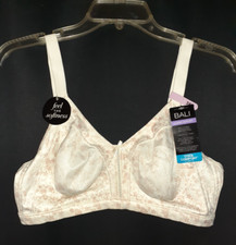 NEW BALI Size 38D Bra Ivory Beige Floral 0044 Double Support Wireless
