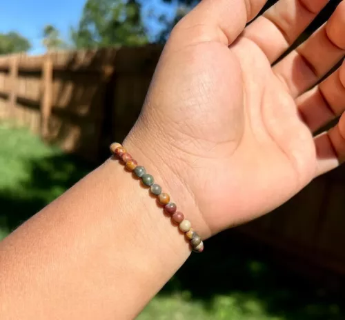Natural Picasso Jasper 4mm Gemstone Beaded Women Men Healing Reiki Bracelet Gift - Picture 4 of 6
