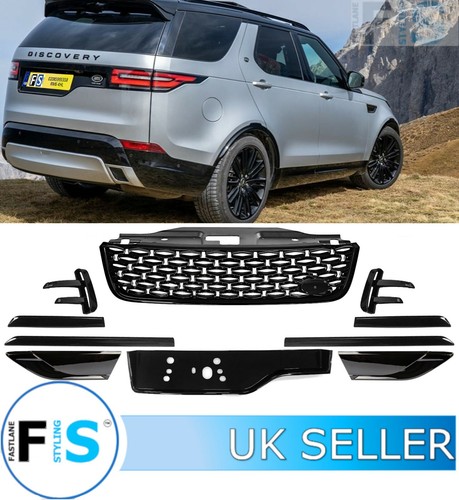 LAND ROVER DISCOVERY 5 GLOSS BLACK FRONT GRILLE VENT TRIM DYNAMIC KIT L462 2017+ - Picture 2 of 5
