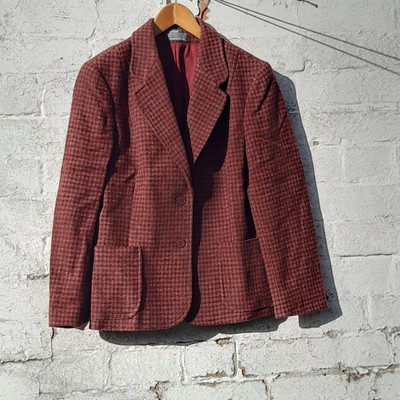 Vintage Alexon Sportset Tweed-Damenjacke rot 100 % reine Wolle 38'' Brustumfang Medium