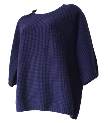 Gant Women Wool S.tuck Stitch Waffle Knit Cropped Sleeve Sweater Tunic Size: 12 
