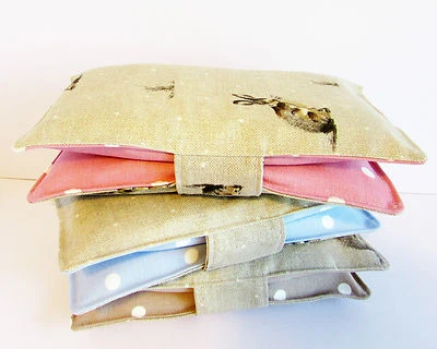 UK CLARKE & CLARKE AND OTHER Handmade nappy wipe changing pouch holder wallet- Bunny Rabbit & Dots Unisex