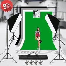 270w Studio Softbox Lighting Stand Kit+Green Screen Photo Backdrops Support+BAG