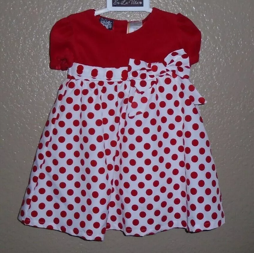 Polka dot red and white dress sales