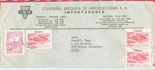 Peru Topic S/3.60 Tobacco ++ used on Adv cover to Switzerland