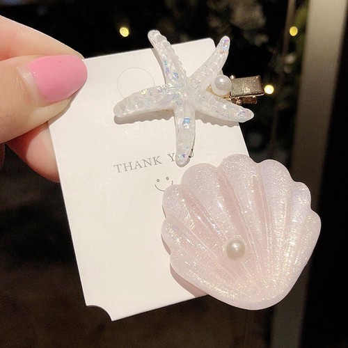 2pcs/set Girls Sea Star Shell Hairpins Irregular Hair Clip Women Fringe Hairgrip - Bild 12 von 13