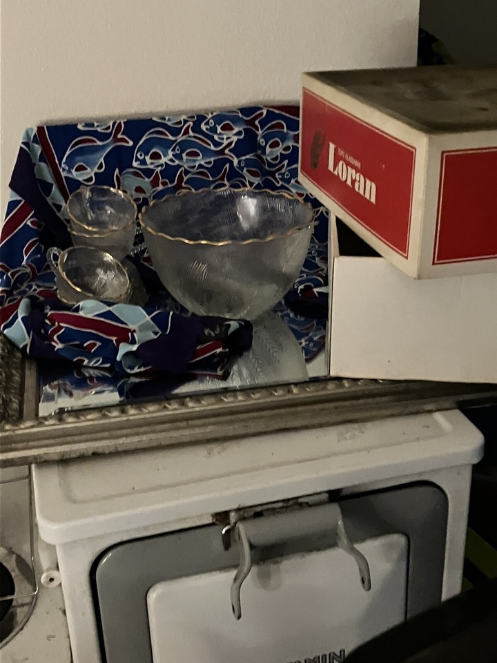 TOYO Glassware LORAN/GOLD RIMED Punchbowl Set Five GLASSES and