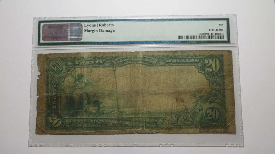 $20 1902 Dallas Oregon OR National Currency Bank Note Bill Ch. #7472 VG10 PMG - Image 3 of 3