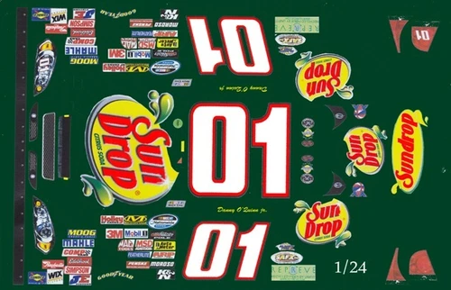 #01 Danny O'Qinn jr Sun Drop Chevrolet 2002 1/24th Scale Waterslide Nascar Decal