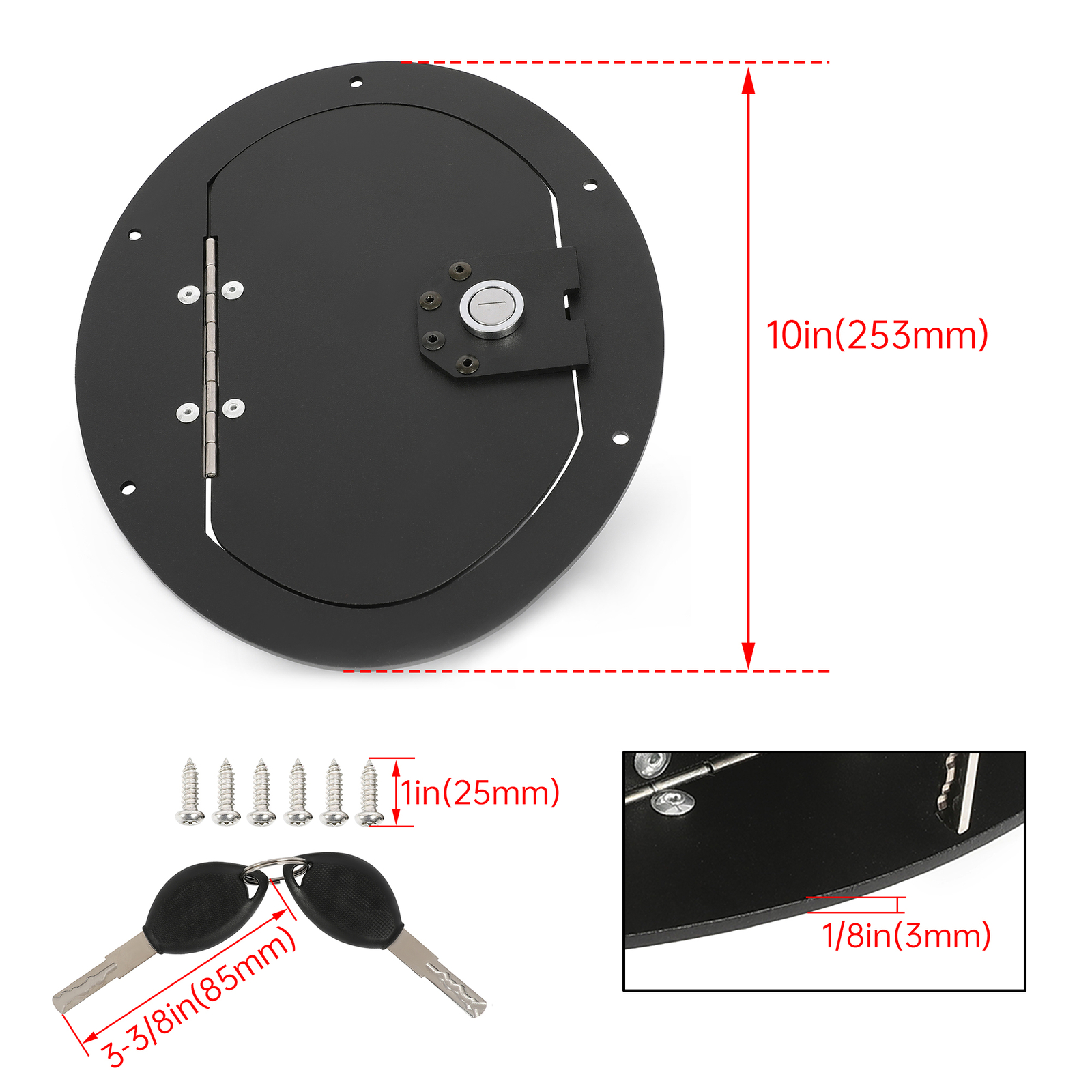 HECASA Black Powder Coated Locking Fuel Door Fit HMMWV Any Model