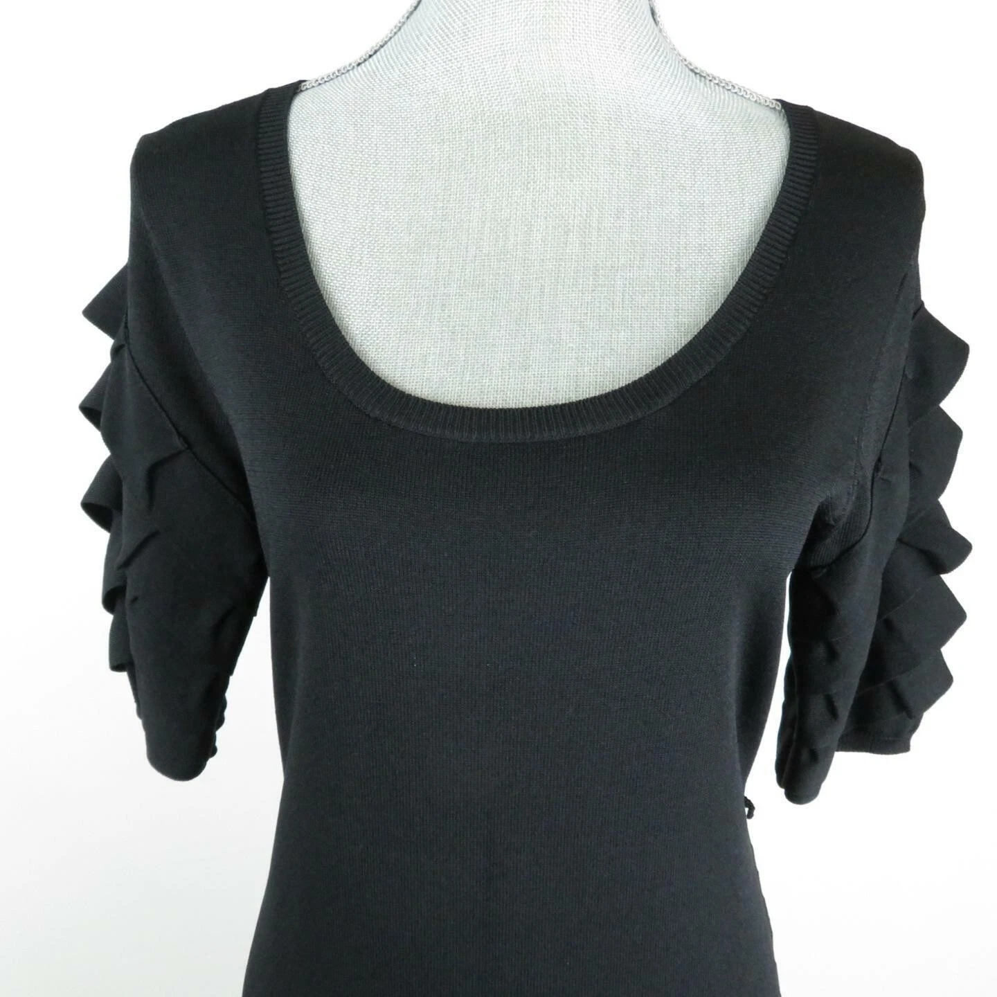 VETEMENTS Abito Adrienne Vittadini nero taglia M maglione maglia maniche svolazzanti ret $138