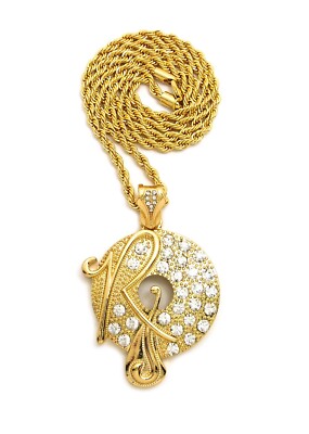 NEW ICED ROCAFELLA PENDANT WITH 24'' 4mm ROPE CHAIN