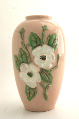 Vintage Hull Art Pottery Rosella Dogwood Vase Pink/Peach White R-2 5''