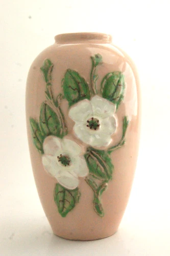 Vintage Hull Art Pottery Rosella Dogwood Vase Pink/Peach White R-2 5"