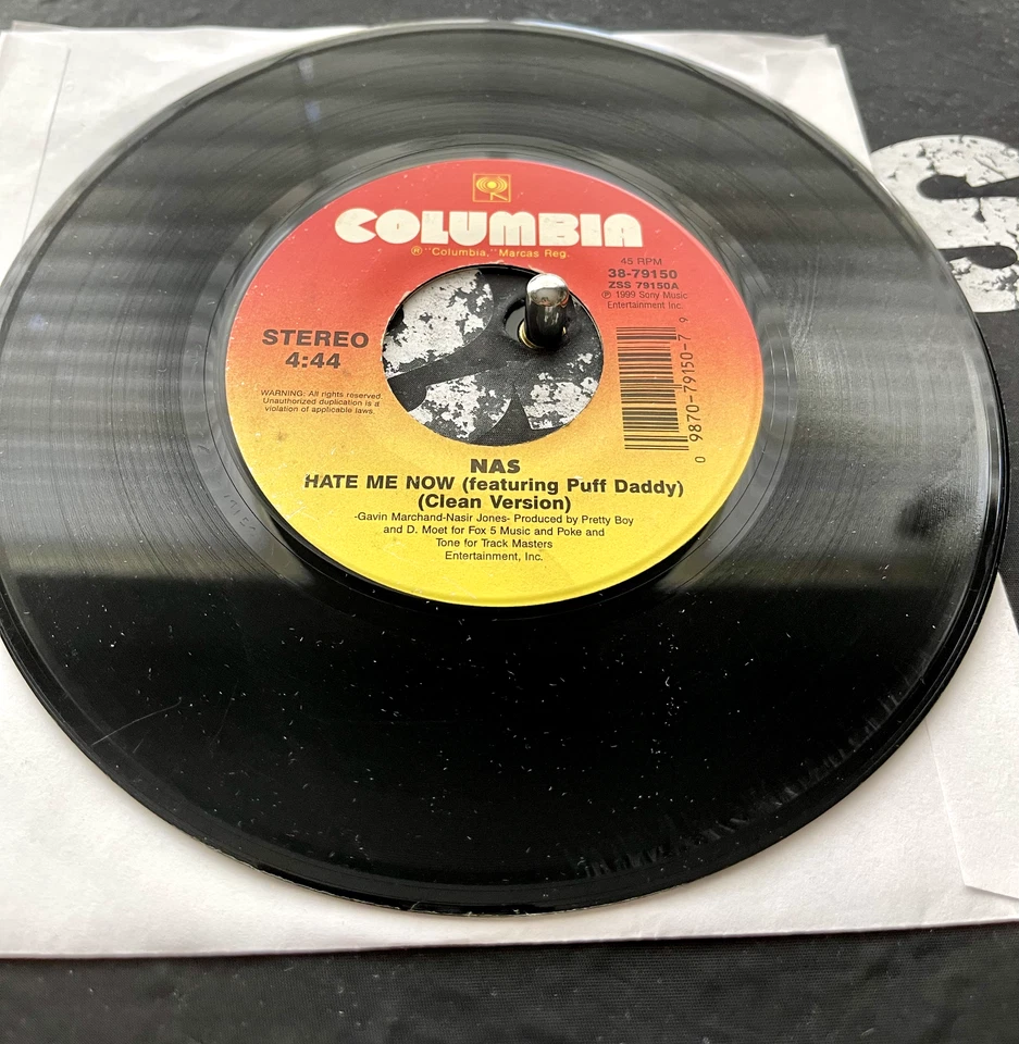 Nas ‎– Hate Me Now / Nas Is Like OG 1999 Press 7" Vinyl DJ Premier VG+ RARE - Imagem 2 de 2