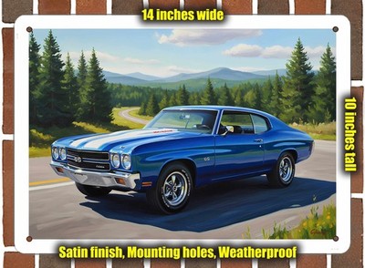 Metal Sign - 1970 Chevrolet Chevelle 3 Oil Painting - 14x10