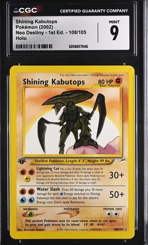 Shining Kabutops (1st Edition) graded CGC 9 for sale on eBay