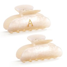 2 PCS Letter Elegant Hair Claw Clips Fashion Glitter Initial Claw Clips for W...
