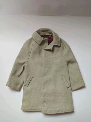 Vintage Mattel Ken Doll Trench Coat 1961 #788 Rally Day Khaki Plaid Lining Tag