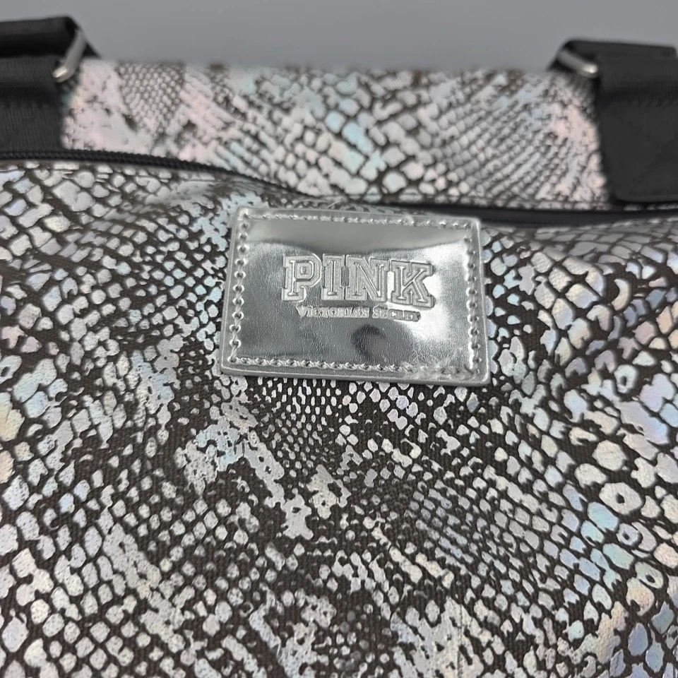 Pink Victoria Secret Black Silver Snakeskin Metalic Carry On Luggage Travel - Image 2 of 4