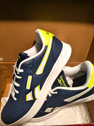 Reebok Court Advance Kids Trainers Blue/White/Yellow UK 4 EU 36 100200934