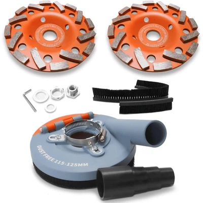 FANZTOOL Absaughaube für Winkelschleifer + 2x125 mm Diamantschleiftopf PROFI QUALITÄT