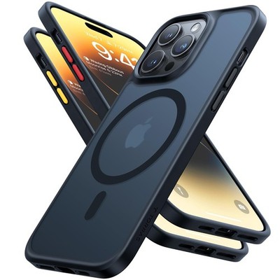 TORRAS Stronger Magnetic for iPhone 14 Pro Case Translucent Back/Black Edge