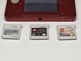 Original Nintendo 3ds Handheld Console Flame Red Ctr-001 Bundle Games + Charger