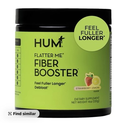 HUM Flatter Me Fiber, Dietary Supplement Prebiotics Strawberry Lemon  4oz.
