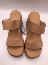 WOMEN'S REEF NATURAL/CORK SUNSET IBIZA DOUBLE STRAP PLATFORM SANDALS SIZE 9 NWT