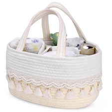 Diaper Caddy Organizer, Stylish Nursery Storage Basket, Baby Shower Basket wi...