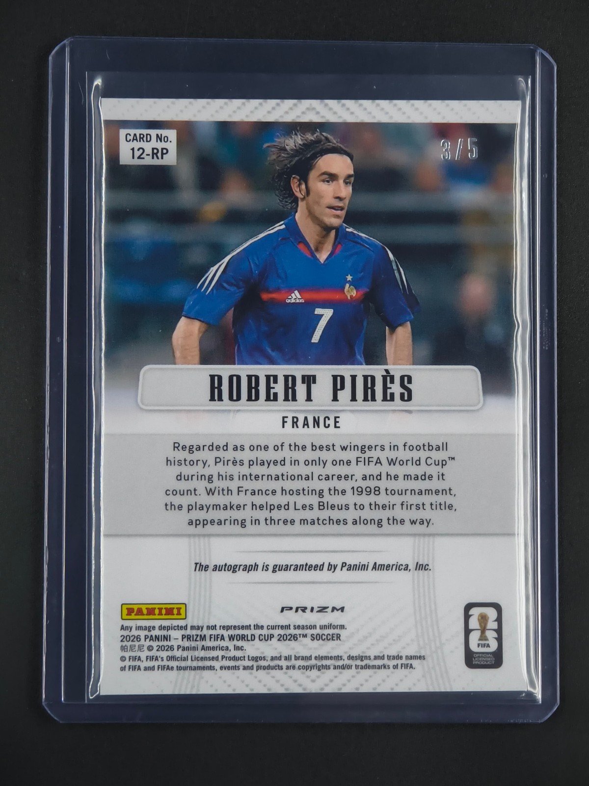 Robert Pires Prizm FIFA World Cup Auto Gold Celestial Lattice 3/5 2012 Throwback view 2