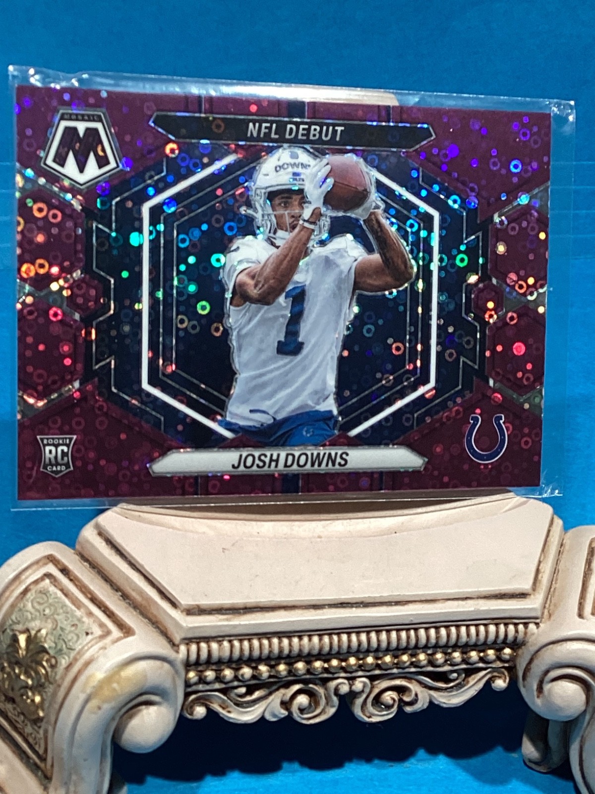 Josh Downs, NFL Debut, Rookie Card, Limited 5 of 50, Panini Mosaic, 2023, Colts.