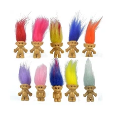 10PCS Mini troll Dolls, Assorted Hair Colors Vintage troll Dolls Action Figures