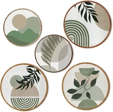 Wall Art Decor Set: Bohemian Geometric Wood Posters, 10'' & 8'',