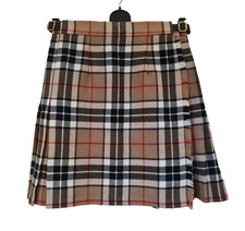 James Pringle Tartan Kilt Skirt Pure New Wool Size UK 10 Brown check