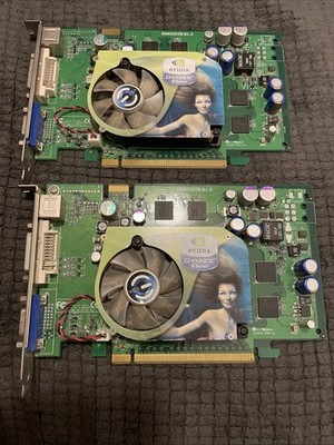 Matching Pair! 2 EVGA NVIDIA GeForce 6600 GT 128mb PCIe- SLI Ready Retro Gaming