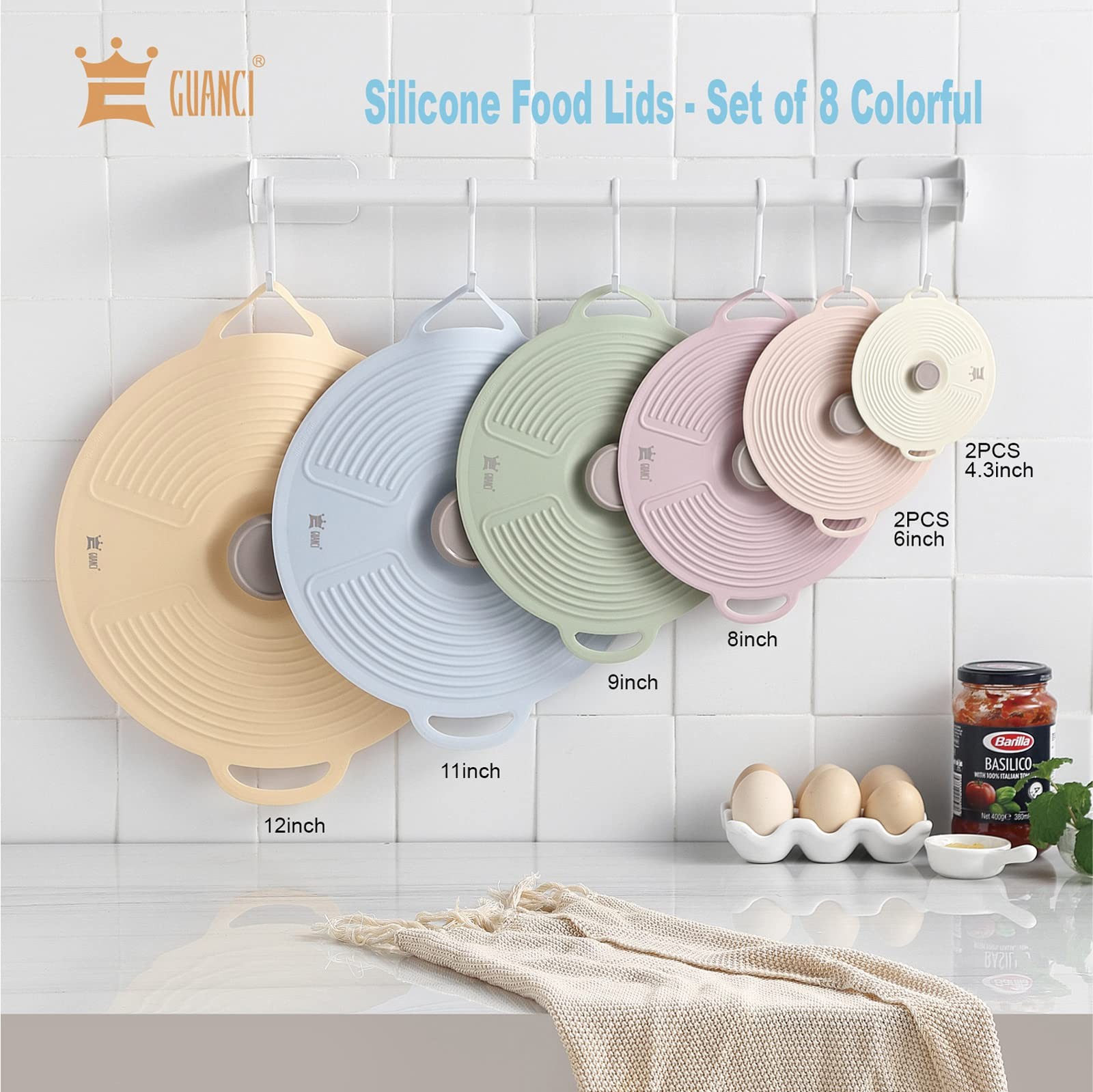 Silicone Lids for Bowl 8 Pack, Microwave Splatter Cover with 6 Sizes Reusable...