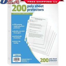 Clear Poly Sheet Protectors Acid Free Top Loading Durable Non Stick Non Glare US