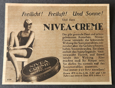 1. Nivea Creme Werbeanzeige Werbung Reklame 1929