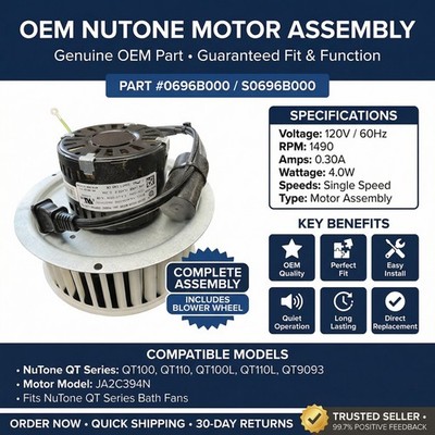 OEM GENUINE NuTone 0696B000 S0696B000 Motor Assembly QT100 QT110 QT9093 JA2C394N