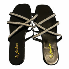 Black  silver strappy sandals with rhinestone details glamour party heels We