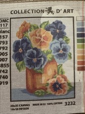 Collection D Art Printed needlepoint tapestry  20x25 Cm Rto Canvas Only flower